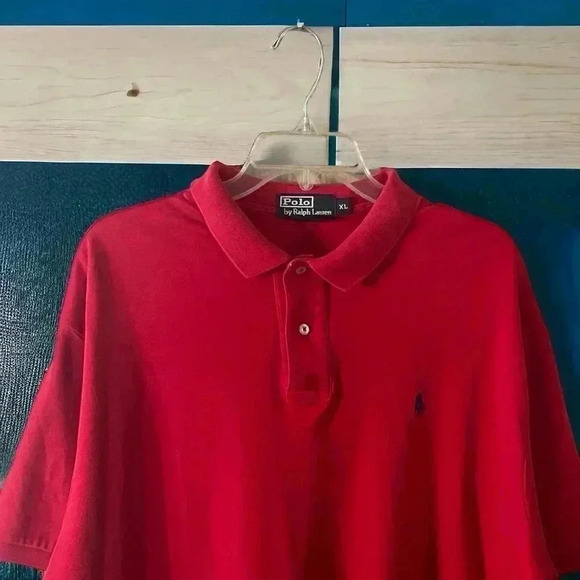 Polo by Ralph Lauren Men's Iconic Red Polo Shirt With Navy Logo Size XL. - Picture 3 of 11